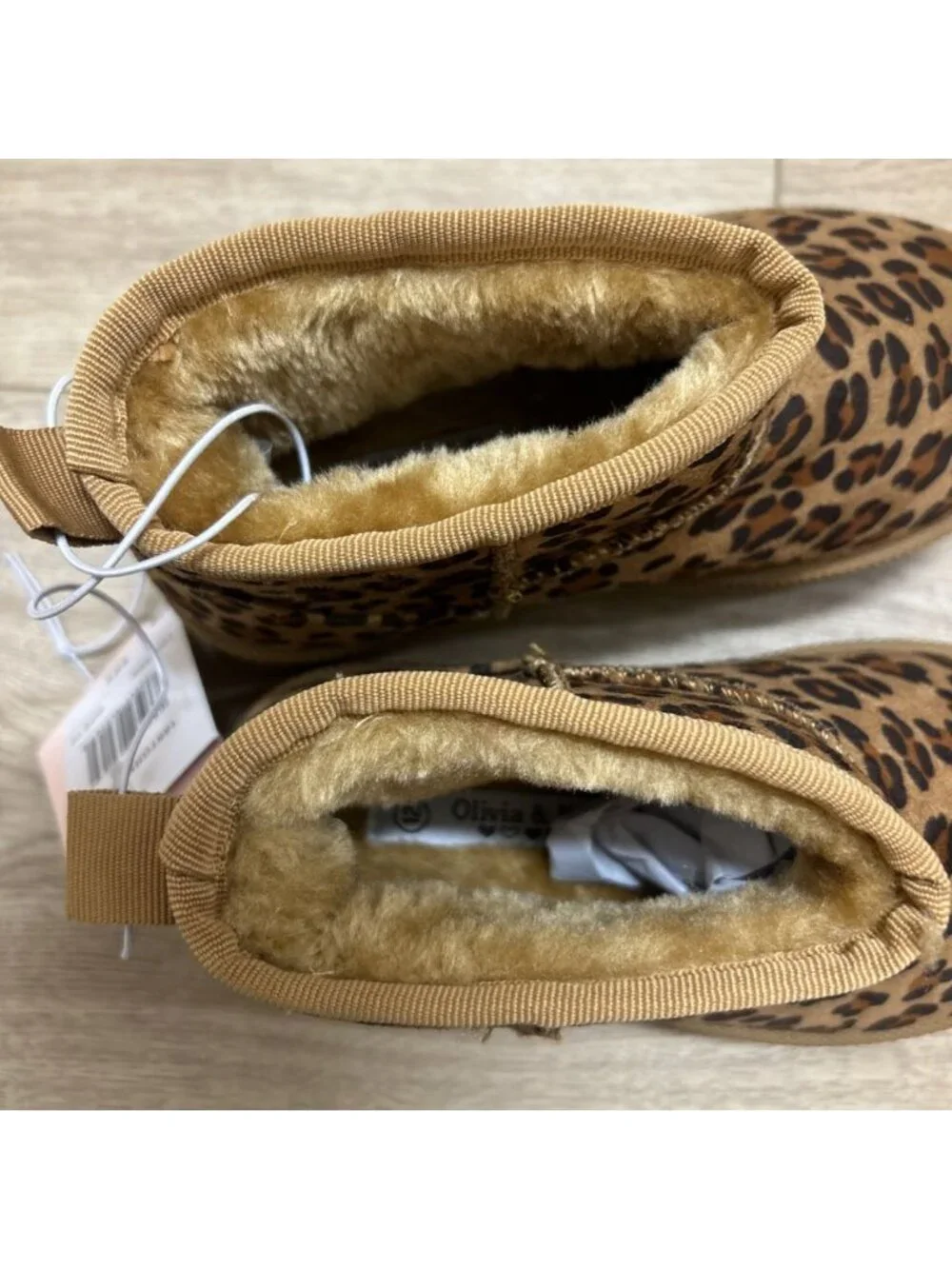 Olivia & Kate Girls Size 12 Girls Leopard Faux Fur Lined Boots. New No Box